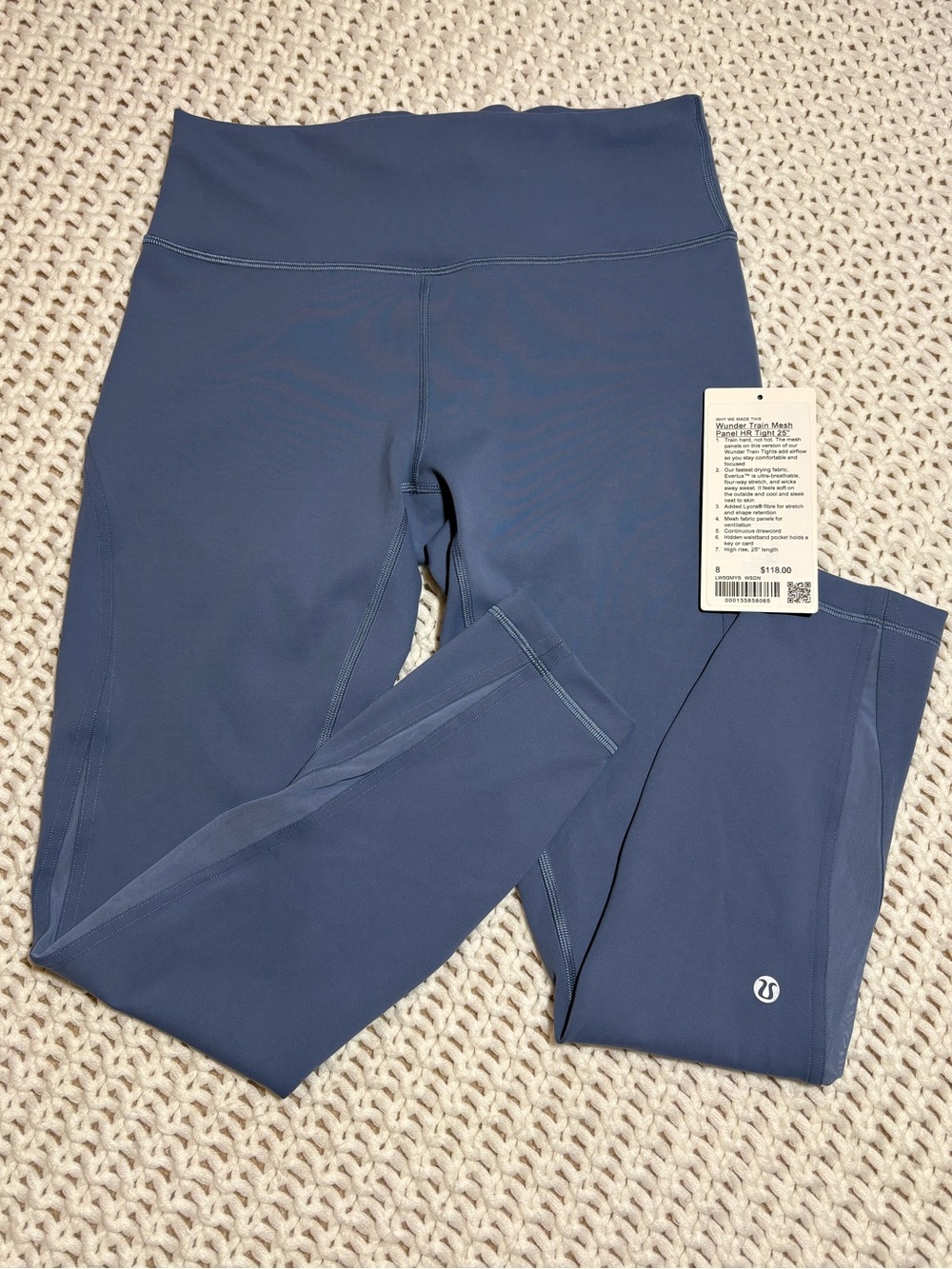 lululemon washed denim Wunder train mesh panel hr tight 25” size 8